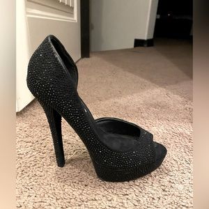 Steve Madden 6.5 black crystal high heels 3.5 heels